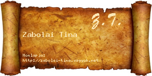 Zabolai Tina névjegykártya